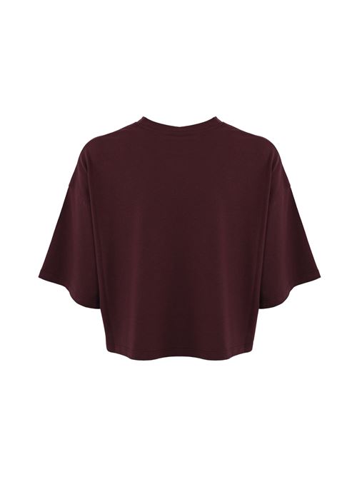 T-shirt cropped in cotone rouge noir Elisabetta Franchi | MA00646E2CG3